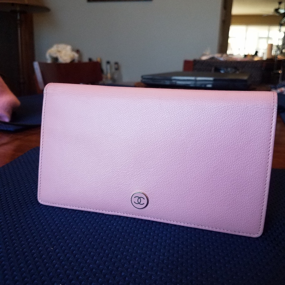 SOLD@! Auth. Chanel Pink Coco Long Wallet